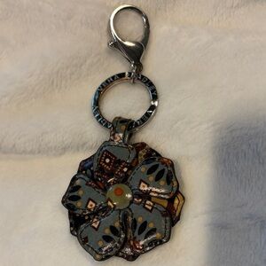 Vera Bradley Floral Keychain with Silver Clip